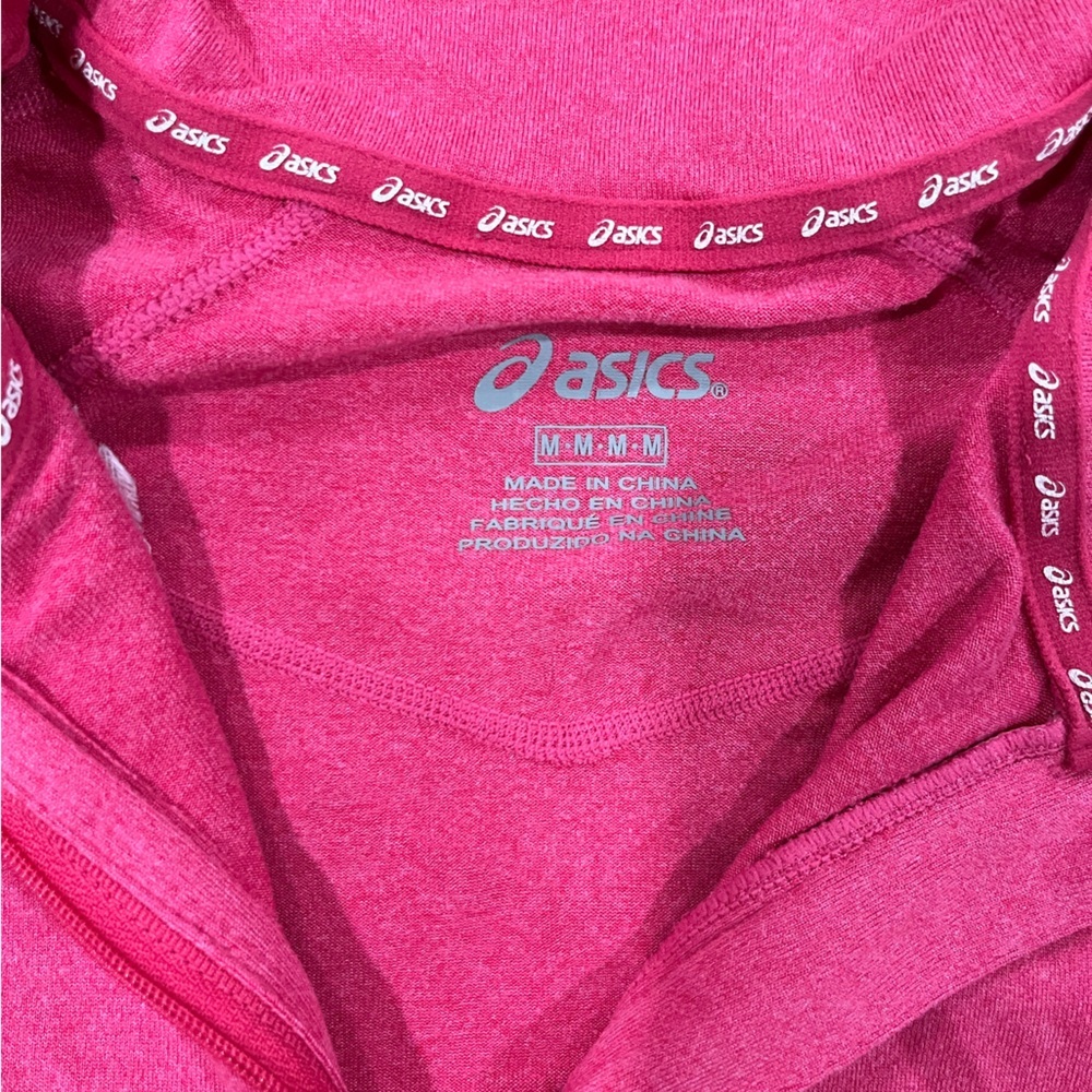 Asics 1/4 Zip Pullover Women Medium Pink Excellent‎ Reflective Running Top - Picture 2 of 3